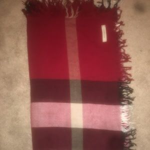 Burgundy multi colored Burberry scarf